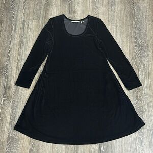 Soft Surroundings Black Short Santiago Velvet Dress Women’s Size S long sleeve